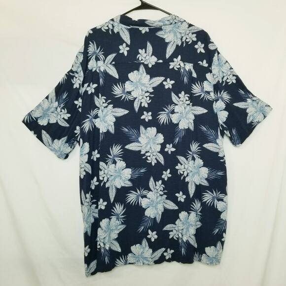 GEORGE Button Up Shirt Men's Short Sleeve Blue Floral Tropical Size 2XL ( 50-52) - Picture 5 of 10